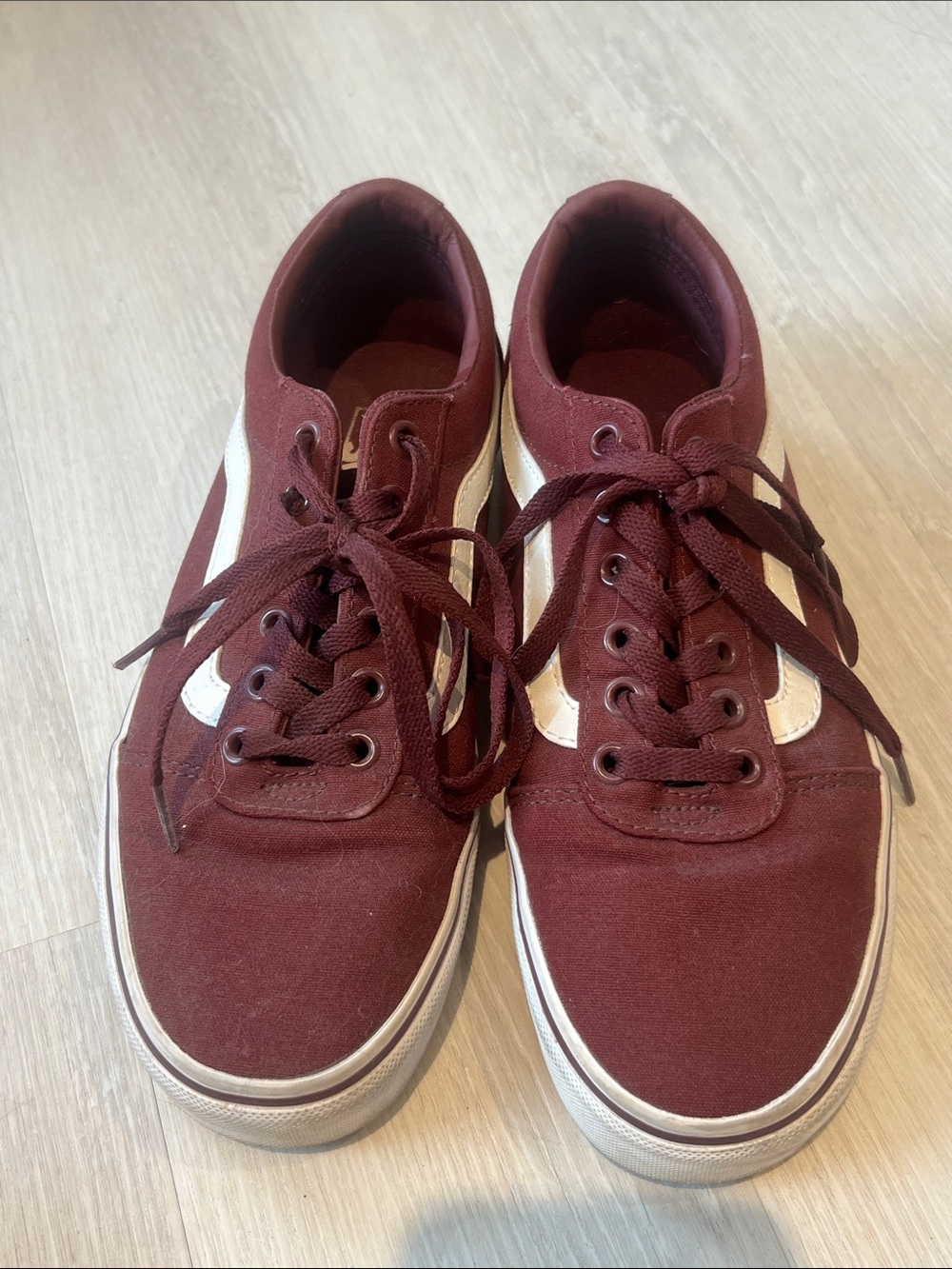 Vans Burgundy Canvas Low-Top Sneakers with White Stripe